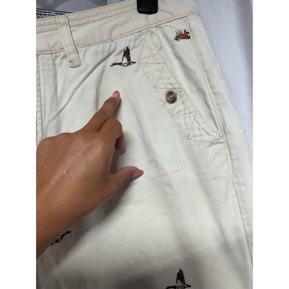 Vtg Akko Men Pants SZ 36 Khaki Chino Pheasant Embroidered Hunting Work Fox RARE - Picture 5 of 13